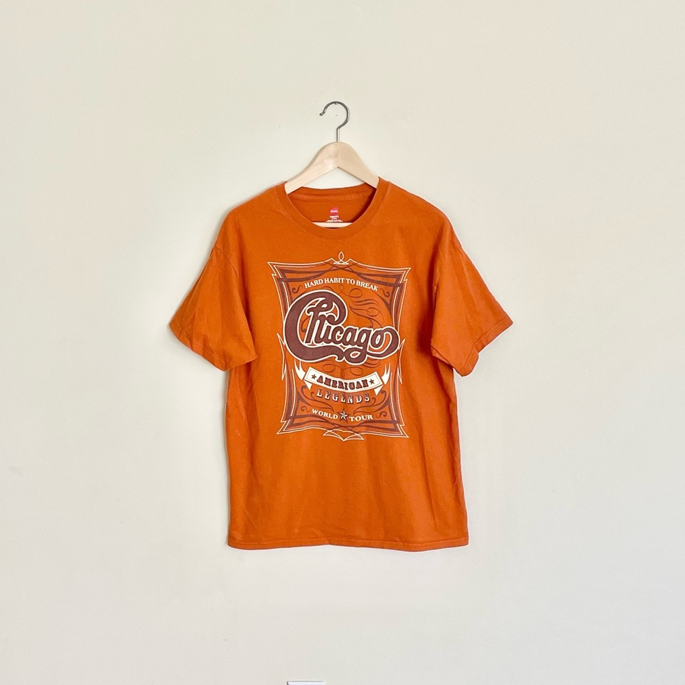 Chicago American Legends World Tour Graphic Orange Concert T Shirt Adult Large